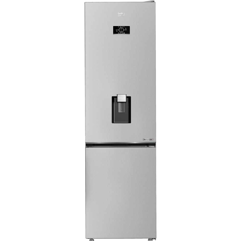 Combina frigorifica BEKO B5RCNA405HDM, No Frost, 355 l, H 203.5 cm, Clasa D, Dozator apa, gri lucios
