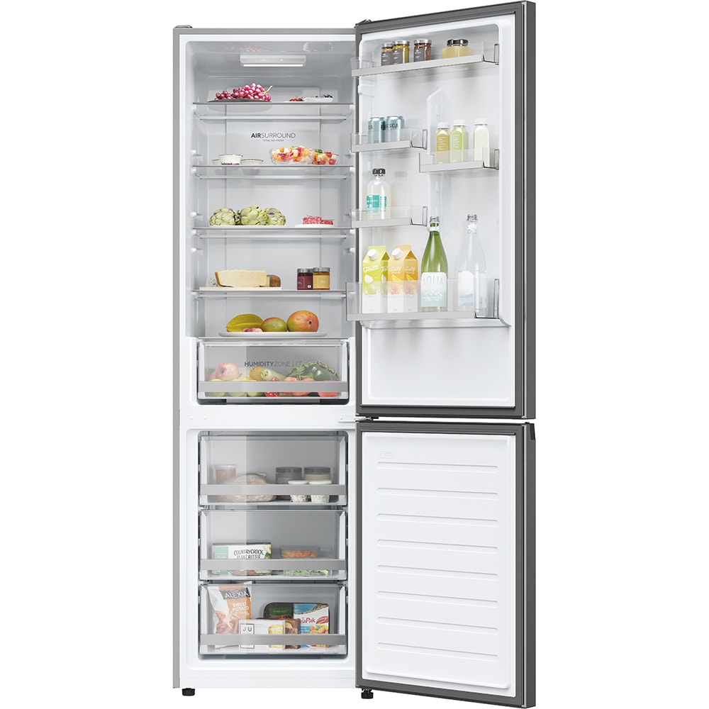 Combina frigorifica HAIER HDW1620CNPK, Total No Frost, 377 l, H 200 cm, Clasa C, Wi-Fi, argintiu