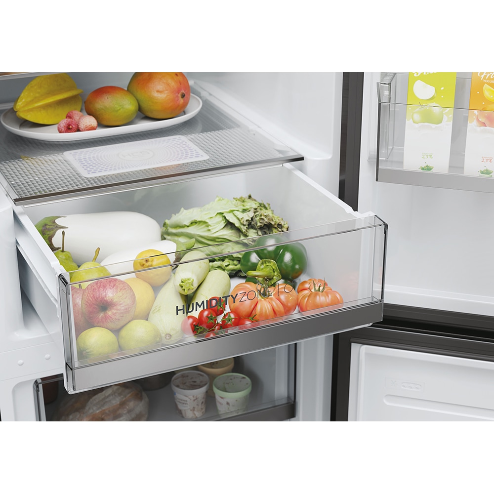 Combina frigorifica HAIER HDW1620CNPK, Total No Frost, 377 l, H 200 cm, Clasa C, Wi-Fi, argintiu