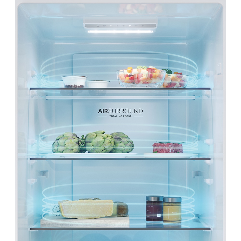 Combina frigorifica HAIER HDW1620CNPK, Total No Frost, 377 l, H 200 cm, Clasa C, Wi-Fi, argintiu