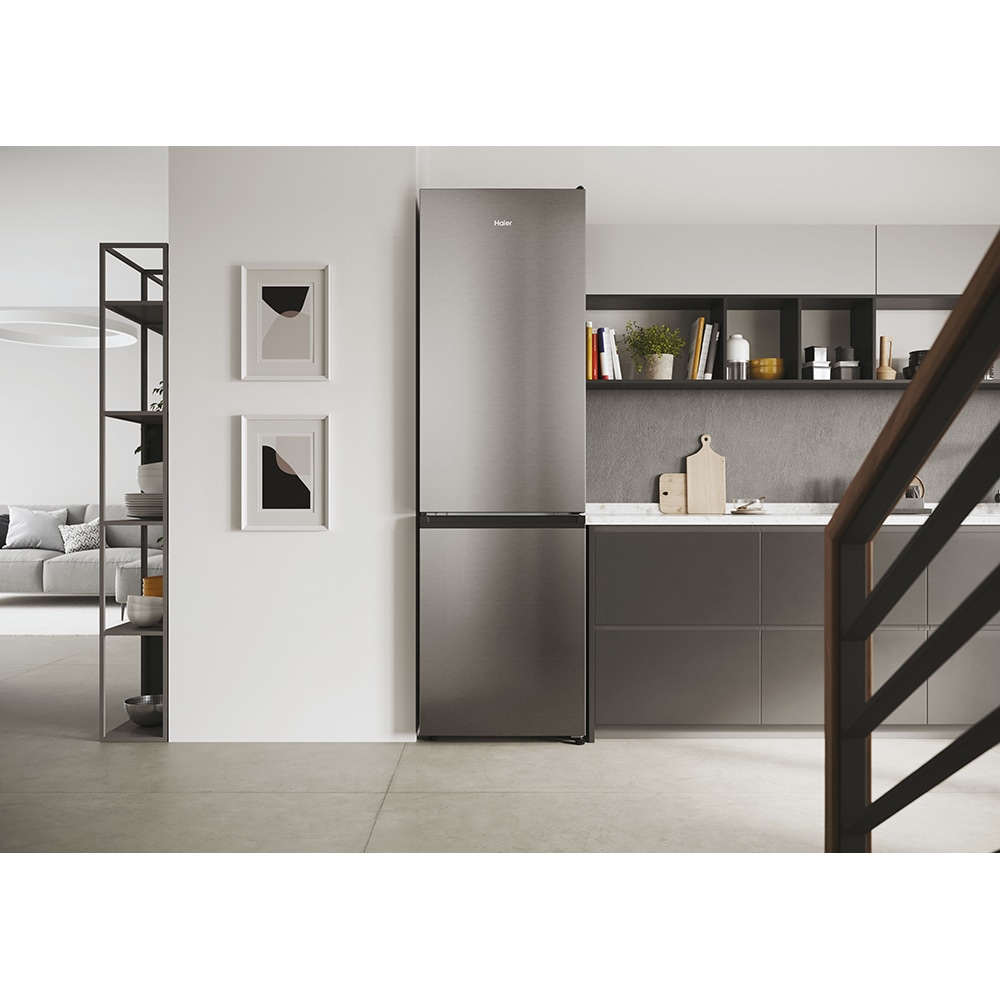 Combina frigorifica HAIER HDW1620CNPK, Total No Frost, 377 l, H 200 cm, Clasa C, Wi-Fi, argintiu