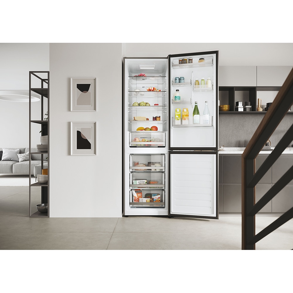 Combina frigorifica HAIER HDW1620CNPK, Total No Frost, 377 l, H 200 cm, Clasa C, Wi-Fi, argintiu
