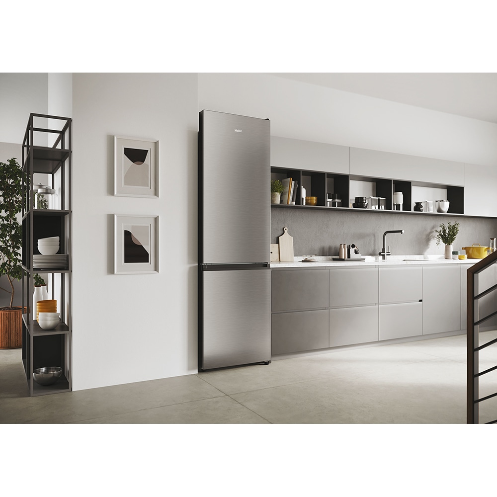 Combina frigorifica HAIER HDW1620CNPK, Total No Frost, 377 l, H 200 cm, Clasa C, Wi-Fi, argintiu