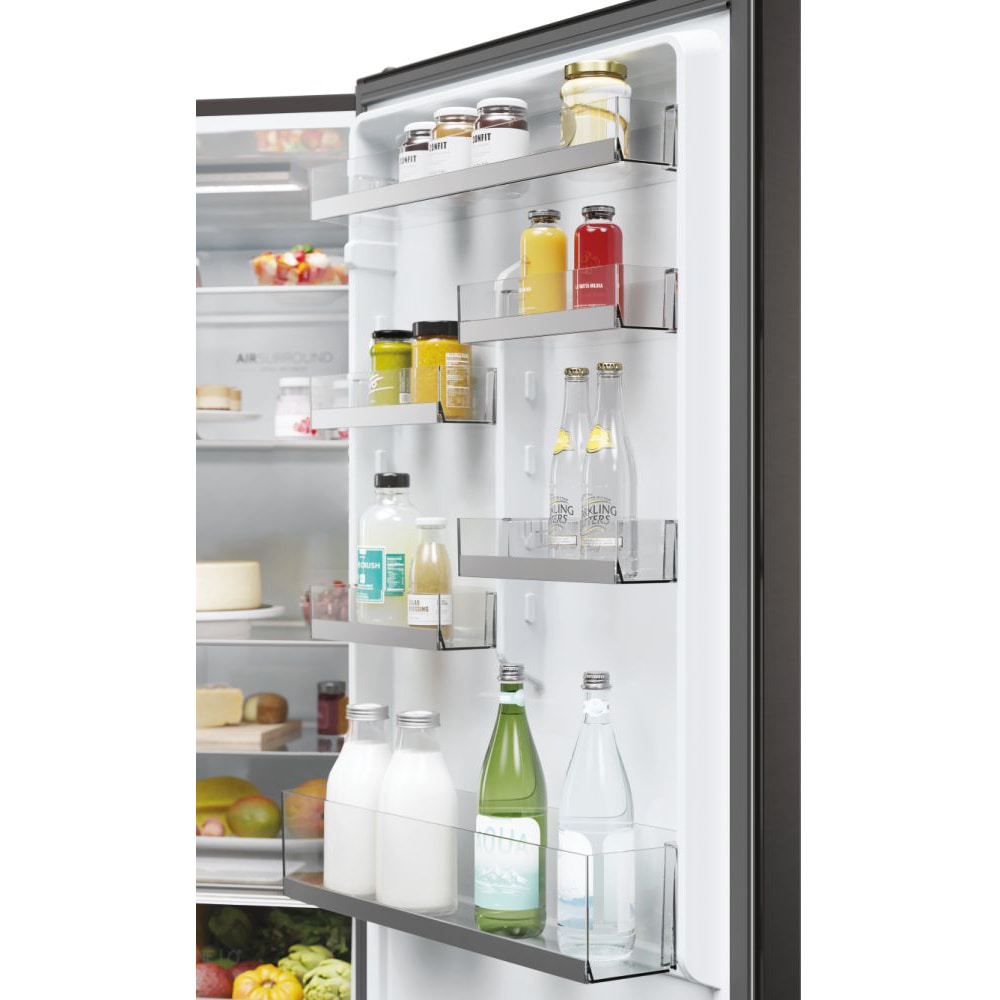 Combina frigorifica HAIER HDW1620DNPD, Total No Frost, 377 l, H 200 cm, Clasa D, dark inox