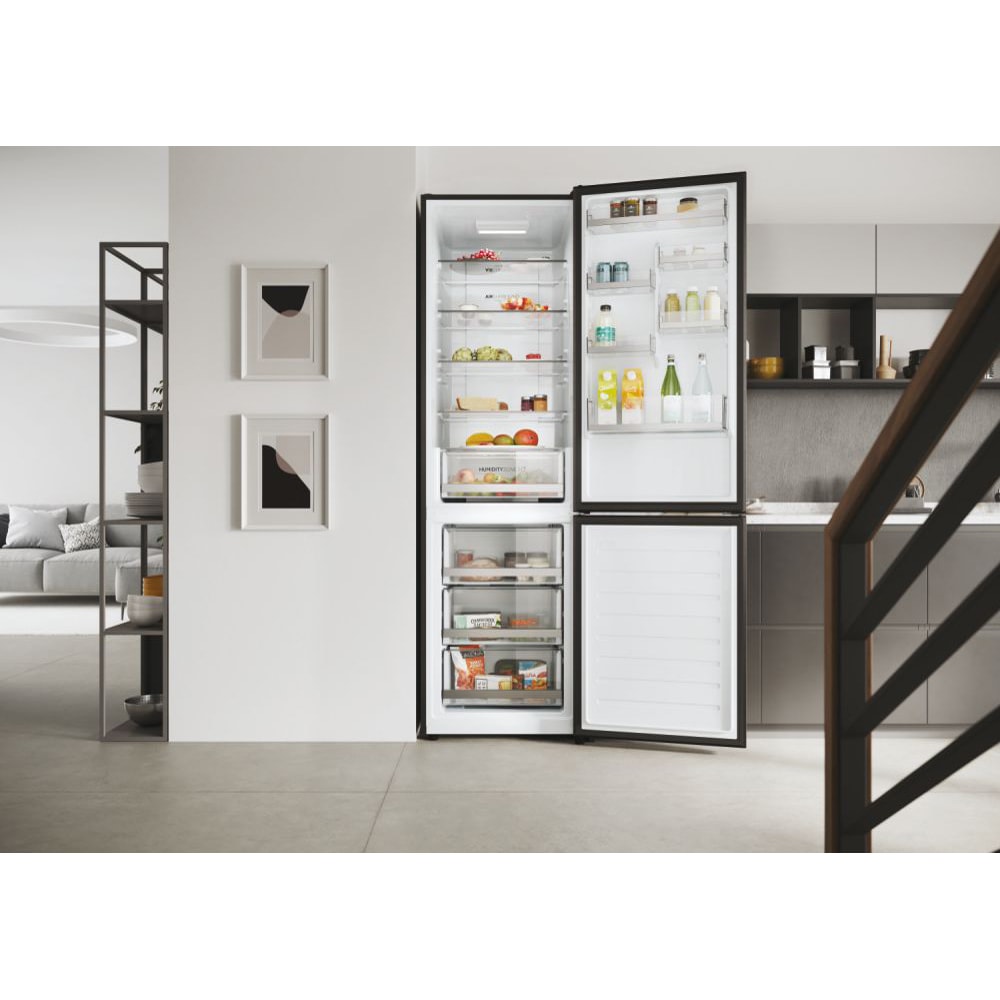 Combina frigorifica HAIER HDW1620DNPD, Total No Frost, 377 l, H 200 cm, Clasa D, dark inox