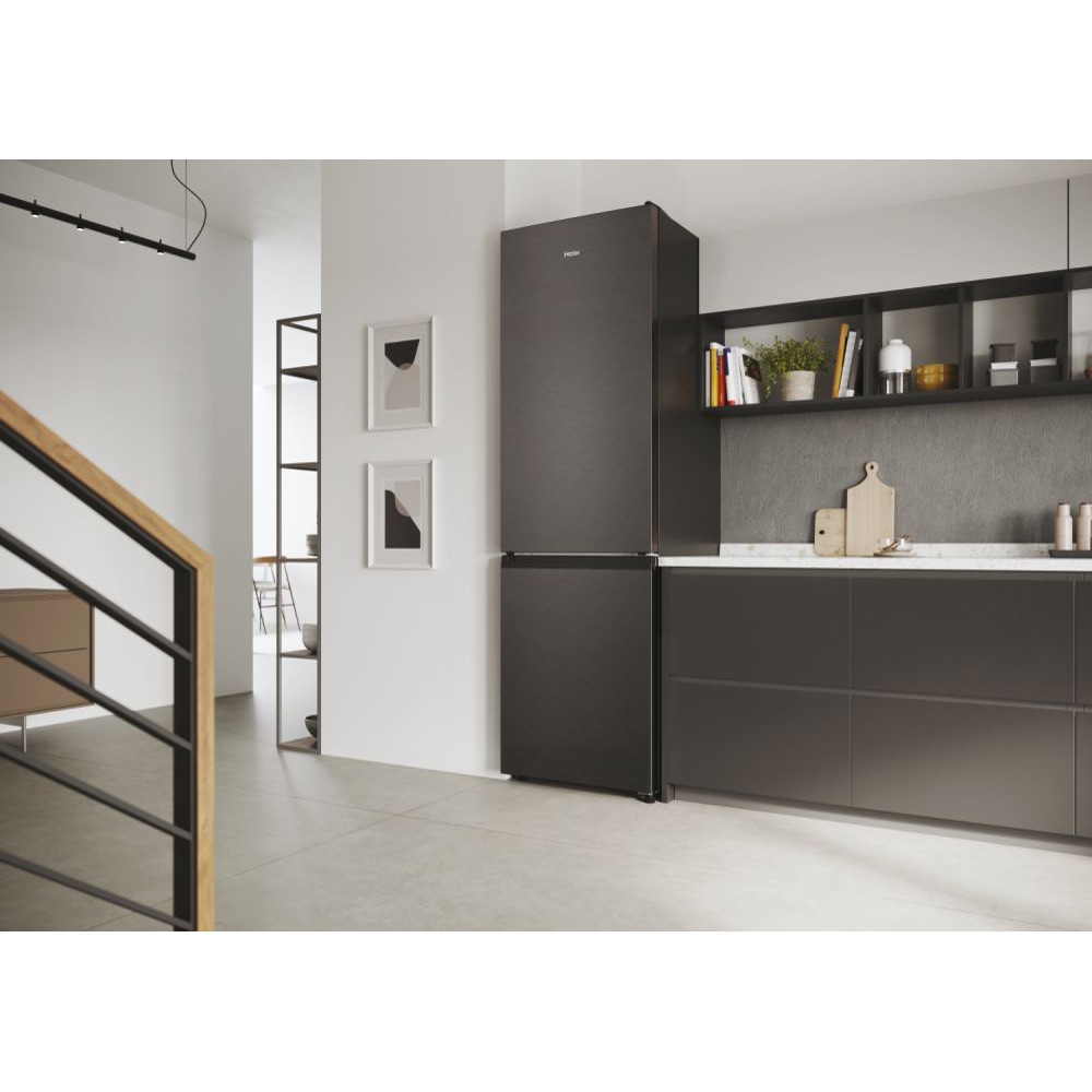 Combina frigorifica HAIER HDW1620DNPD, Total No Frost, 377 l, H 200 cm, Clasa D, dark inox