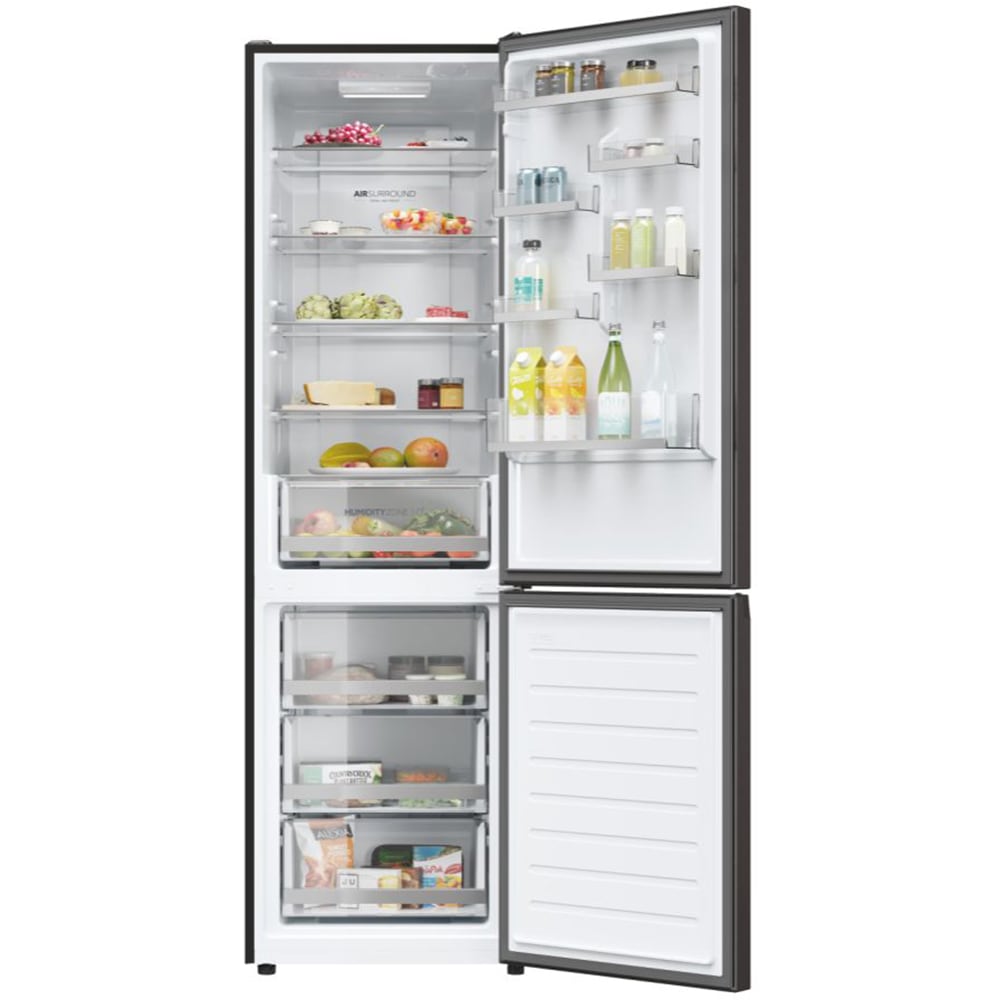 Combina frigorifica HAIER HDW1620DNPD, Total No Frost, 377 l, H 200 cm, Clasa D, dark inox