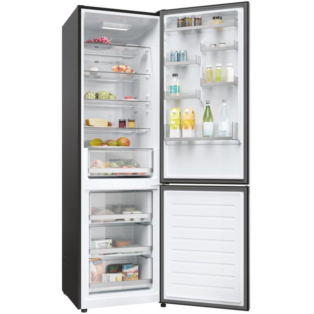 Combina frigorifica HAIER HDW1620DNPD, Total No Frost, 377 l, H 200 cm, Clasa D, dark inox
