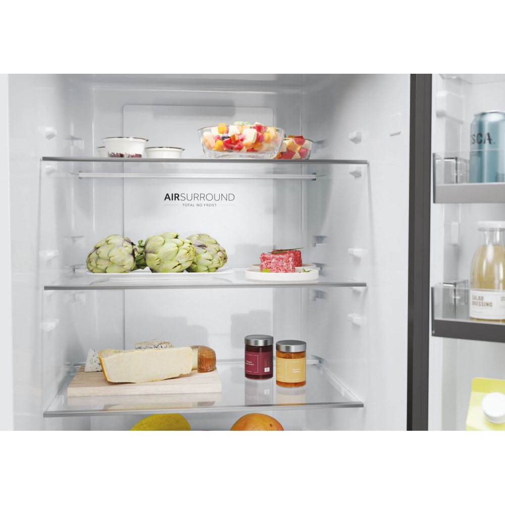 Combina frigorifica HAIER HDW1620DNPD, Total No Frost, 377 l, H 200 cm, Clasa D, dark inox