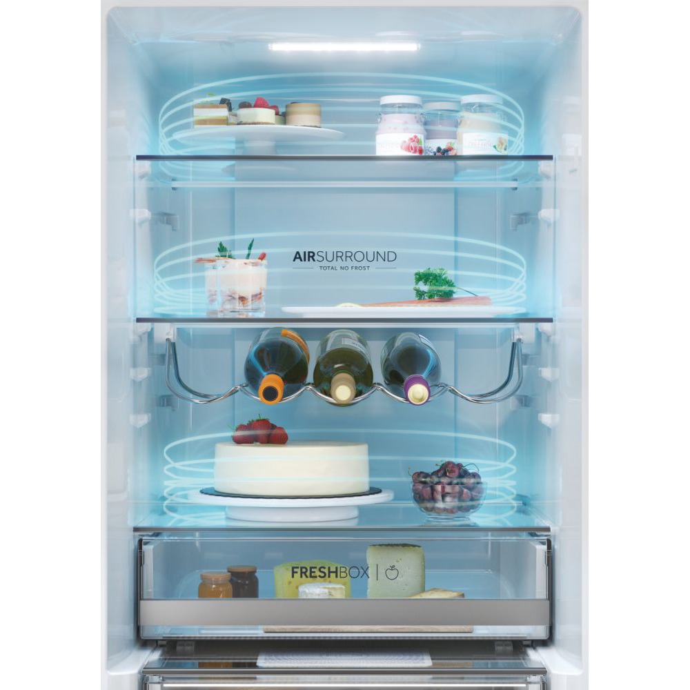 Combina frigorifica HAIER HDW5620CNPD, Total No Frost, 377 l, H 200 cm, Clasa C, dark inox