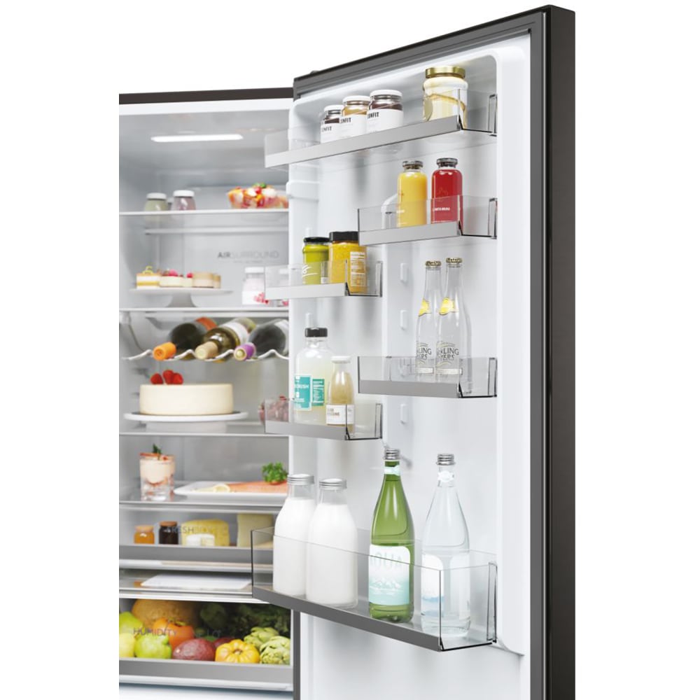 Combina frigorifica HAIER HDW5620CNPD, Total No Frost, 377 l, H 200 cm, Clasa C, dark inox