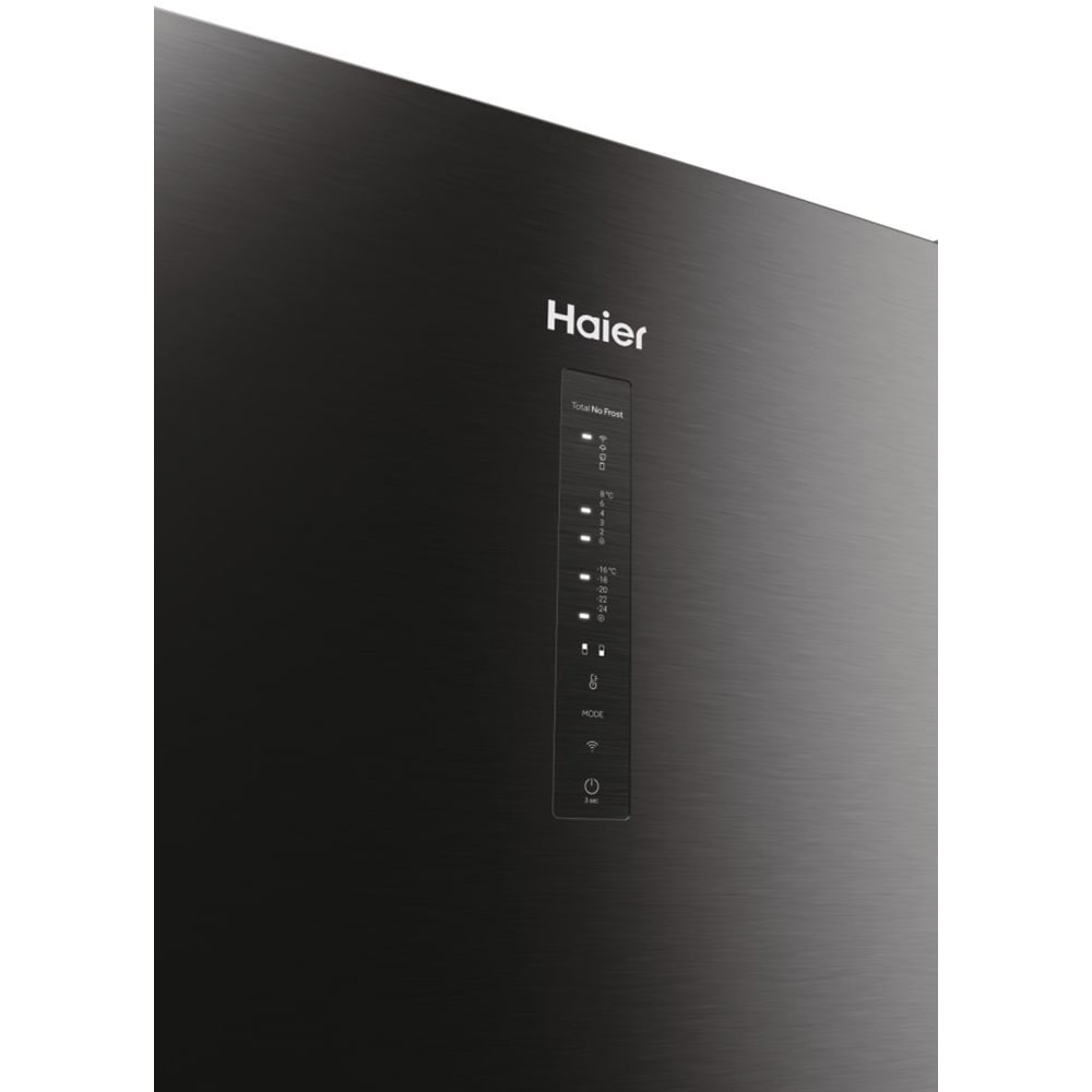 Combina frigorifica HAIER HDW5620CNPD, Total No Frost, 377 l, H 200 cm, Clasa C, dark inox