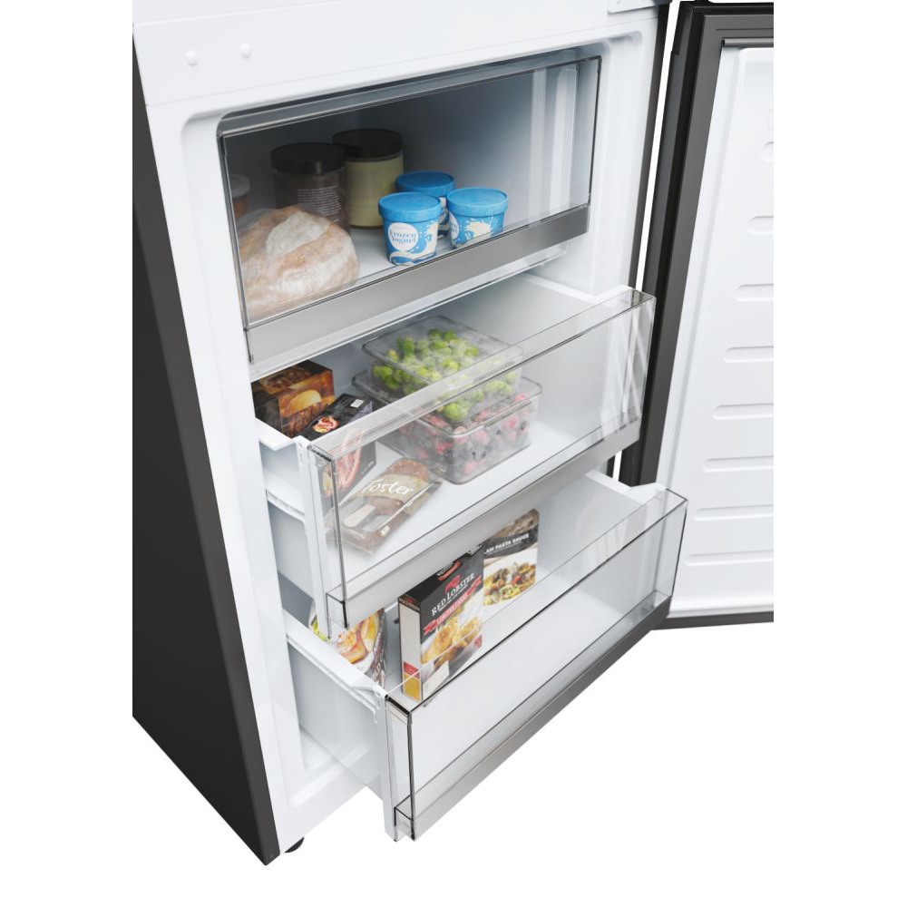 Combina frigorifica HAIER HDW5620CNPD, Total No Frost, 377 l, H 200 cm, Clasa C, dark inox
