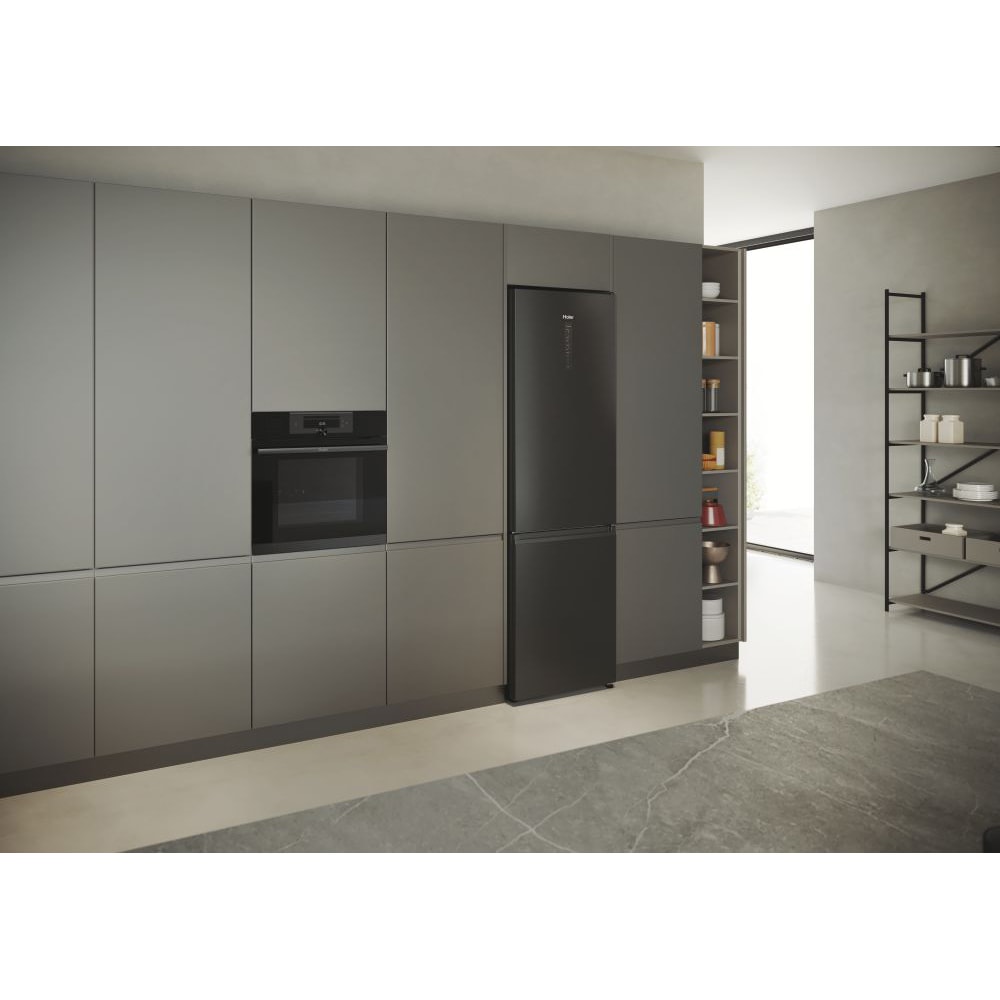 Combina frigorifica HAIER HDW5620CNPD, Total No Frost, 377 l, H 200 cm, Clasa C, dark inox