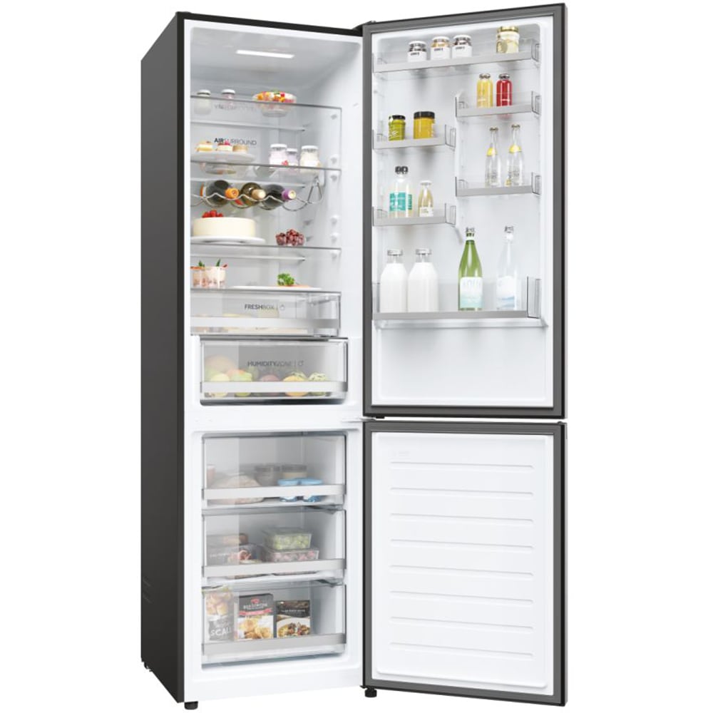 Combina frigorifica HAIER HDW5620CNPD, Total No Frost, 377 l, H 200 cm, Clasa C, dark inox