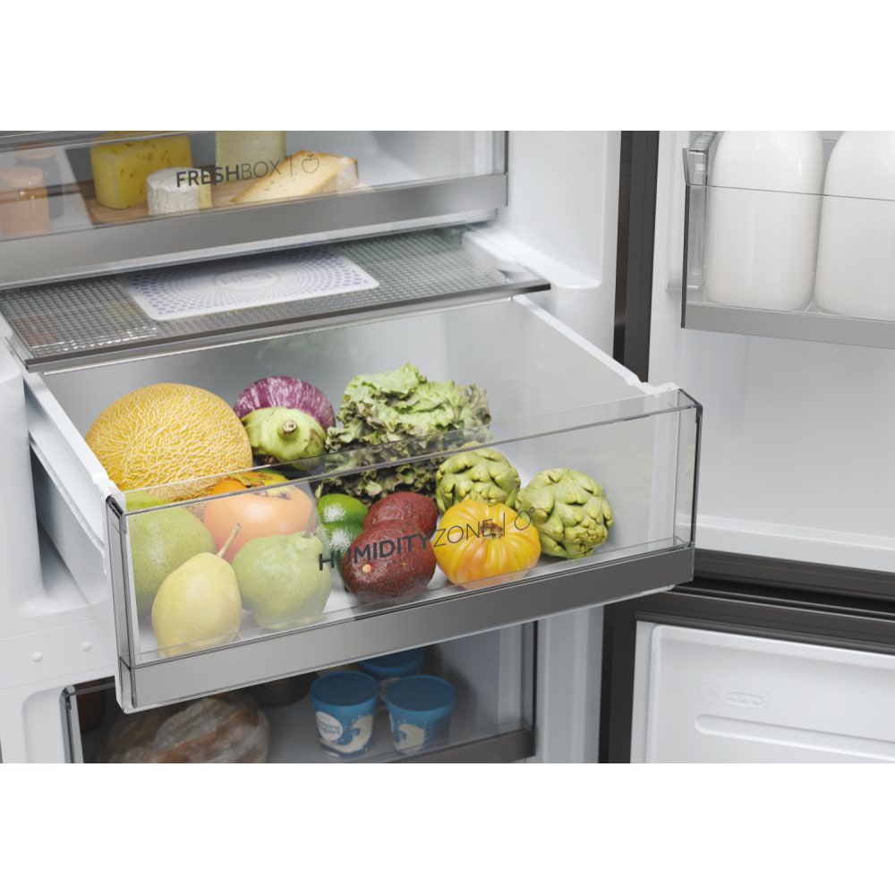 Combina frigorifica HAIER HDW5620CNPD, Total No Frost, 377 l, H 200 cm, Clasa C, dark inox