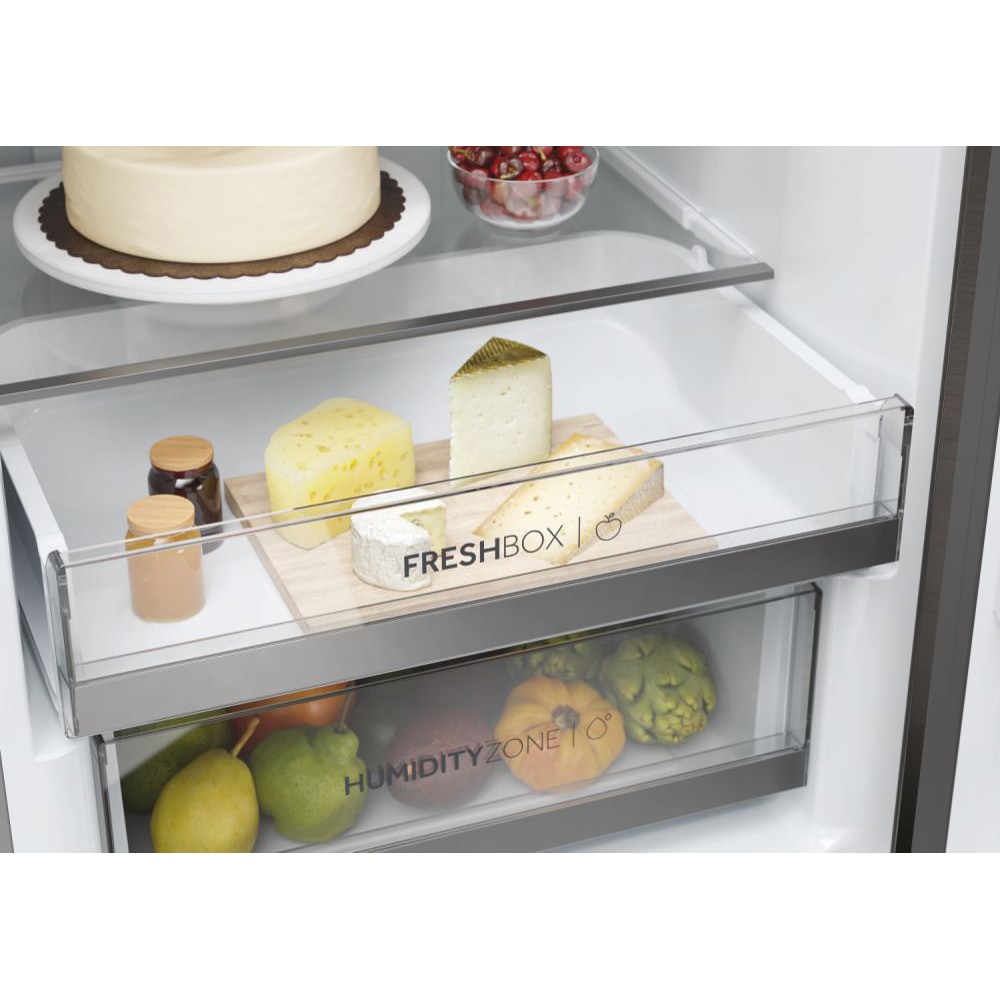Combina frigorifica HAIER HDW5620CNPD, Total No Frost, 377 l, H 200 cm, Clasa C, dark inox