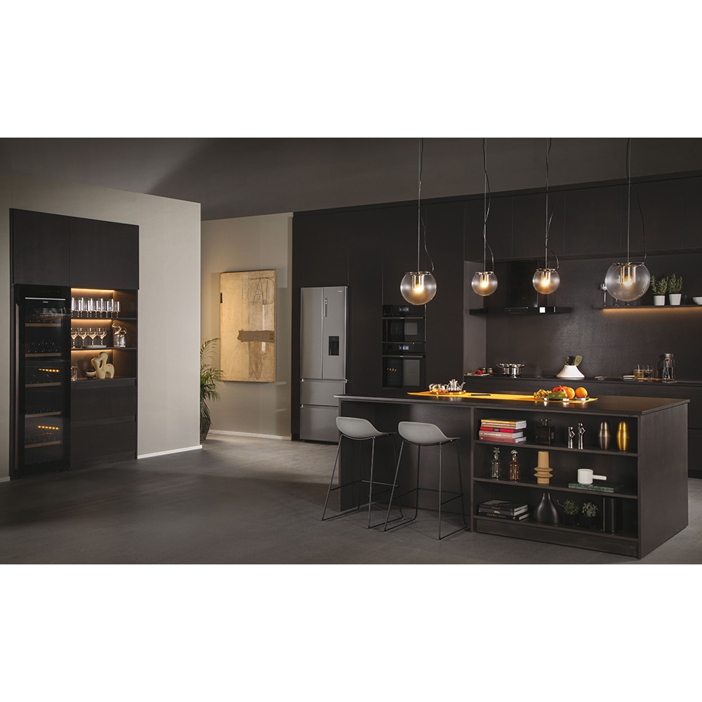 Side by Side HAIER HFR7720DWMP, Total No Frost, 477 l, H 201 cm, Clasa D, Dozator apa, inox