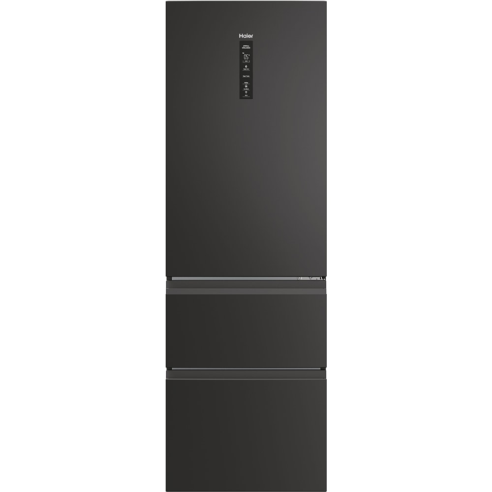 Combina frigorifica HAIER HTW5618DNPT, Total No Frost, 360 l, H 185 cm, Clasa D, Wi-Fi, negru