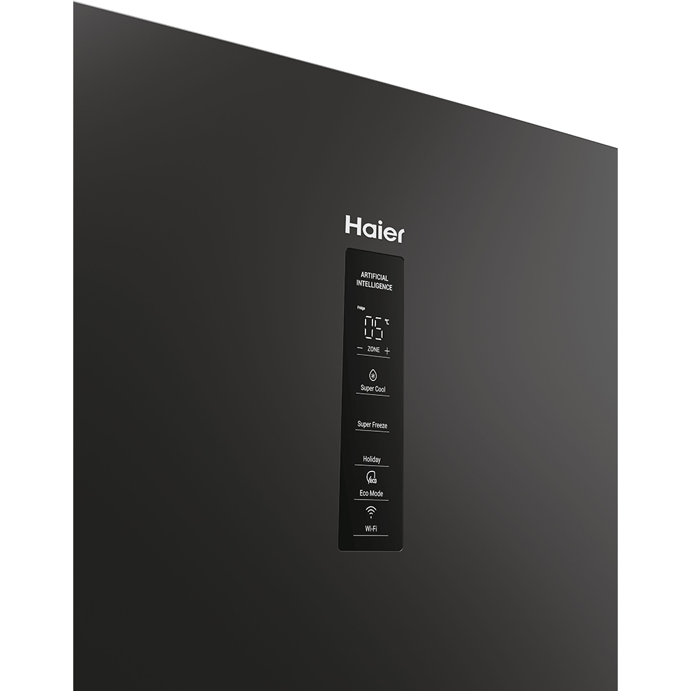Combina frigorifica HAIER HTW5618DNPT, Total No Frost, 360 l, H 185 cm, Clasa D, Wi-Fi, negru