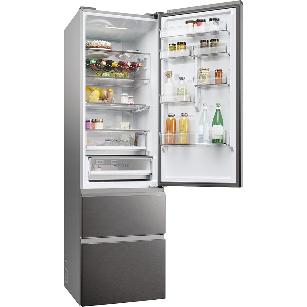 Combina frigorifica HAIER HTW5620CNMP, Total No Frost, 414 l, H 201 cm, Clasa E, Wi-Fi, negru