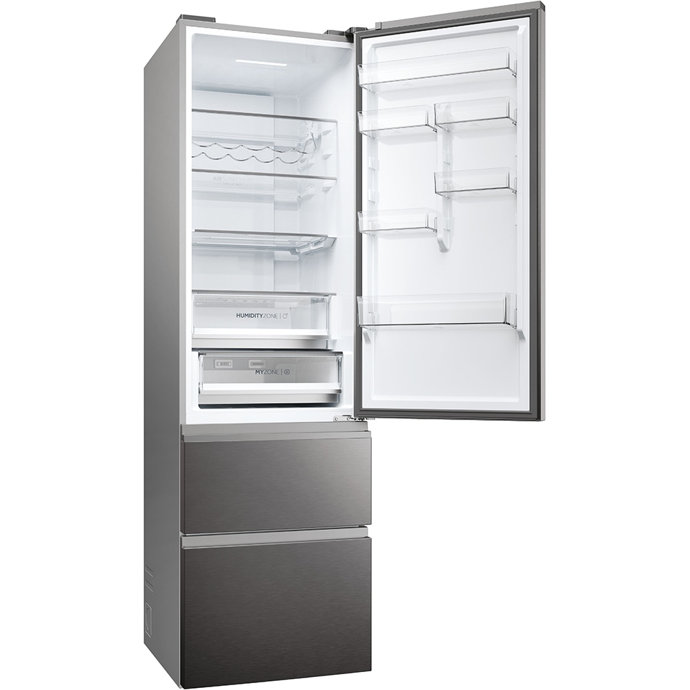 Combina frigorifica HAIER HTW5620CNMP, Total No Frost, 414 l, H 201 cm, Clasa E, Wi-Fi, negru