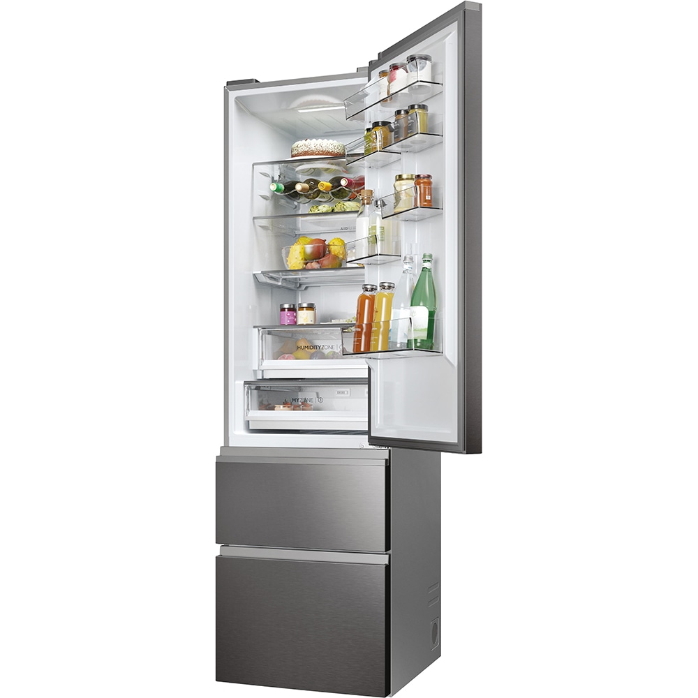 Combina frigorifica HAIER HTW5620CNMP, Total No Frost, 414 l, H 201 cm, Clasa E, Wi-Fi, negru
