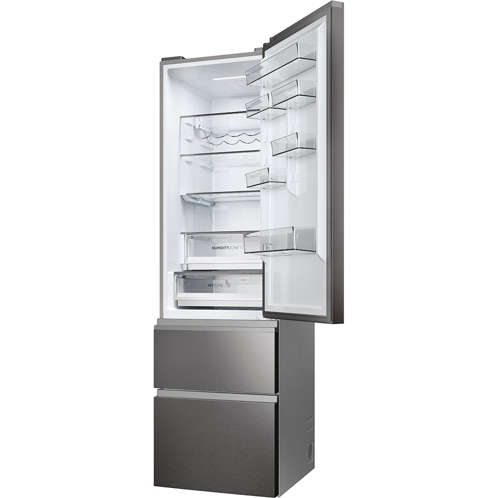 Combina frigorifica HAIER HTW5620CNMP, Total No Frost, 414 l, H 201 cm, Clasa E, Wi-Fi, negru
