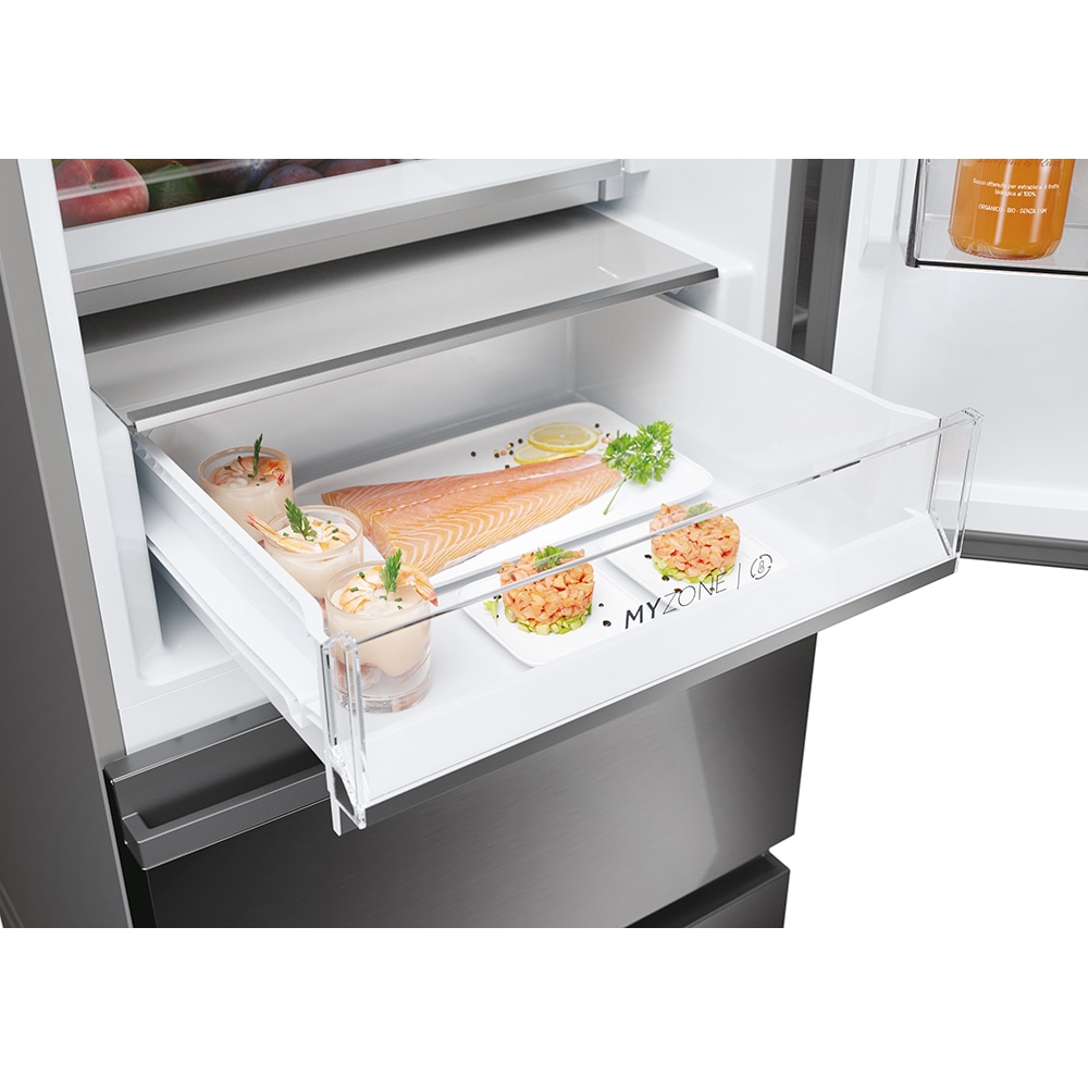 Combina frigorifica HAIER HTW5620CNMP, Total No Frost, 414 l, H 201 cm, Clasa E, Wi-Fi, negru
