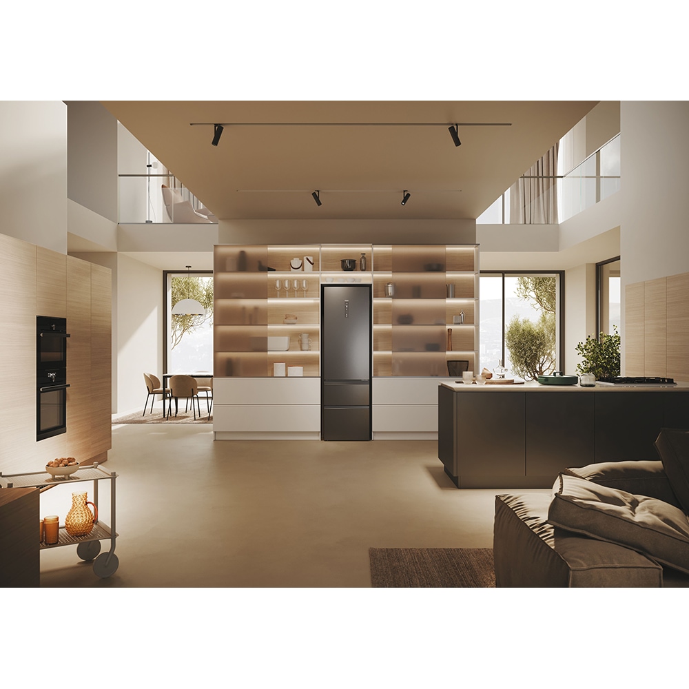 Combina frigorifica HAIER HTW5620CNMP, Total No Frost, 414 l, H 201 cm, Clasa E, Wi-Fi, negru