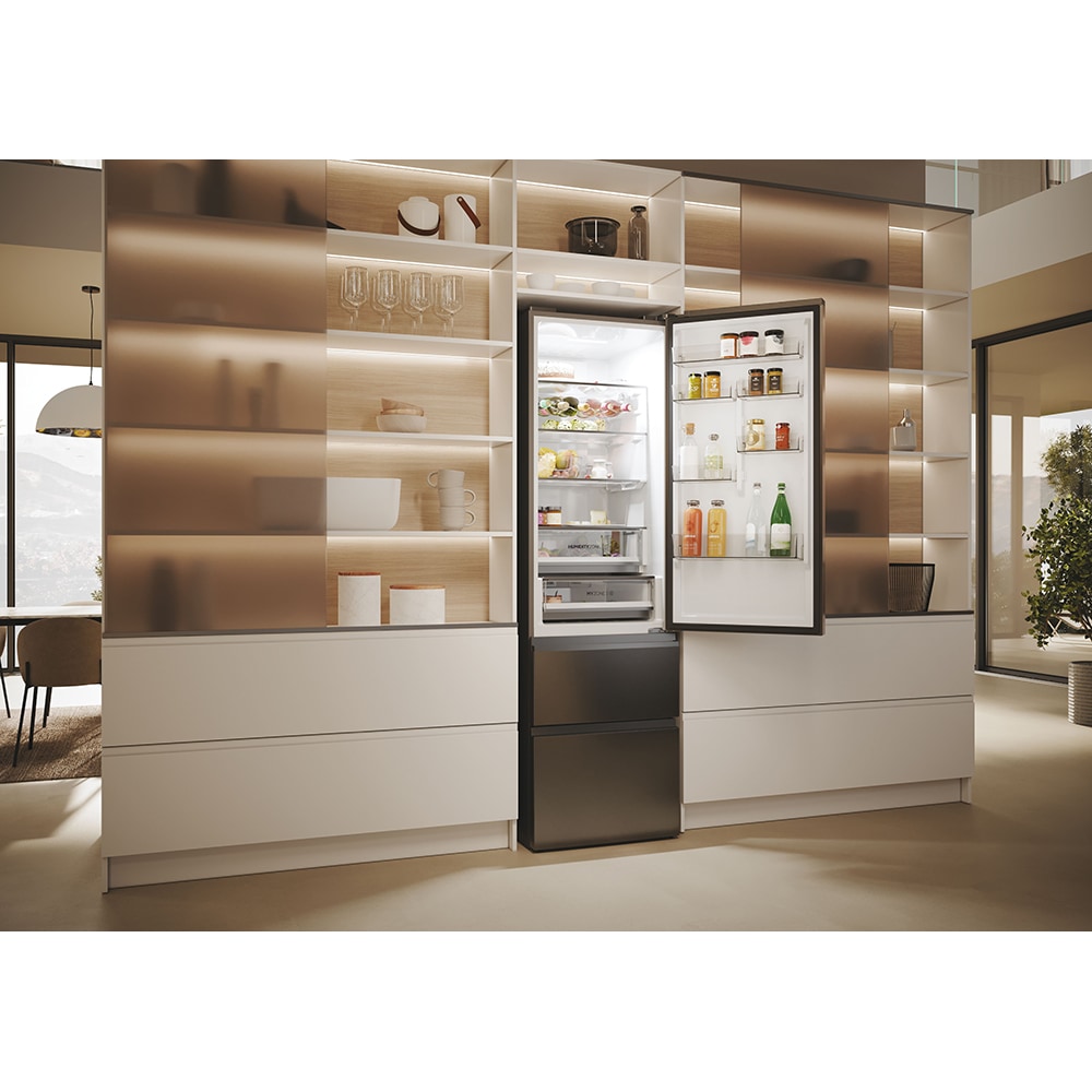 Combina frigorifica HAIER HTW5620CNMP, Total No Frost, 414 l, H 201 cm, Clasa E, Wi-Fi, negru