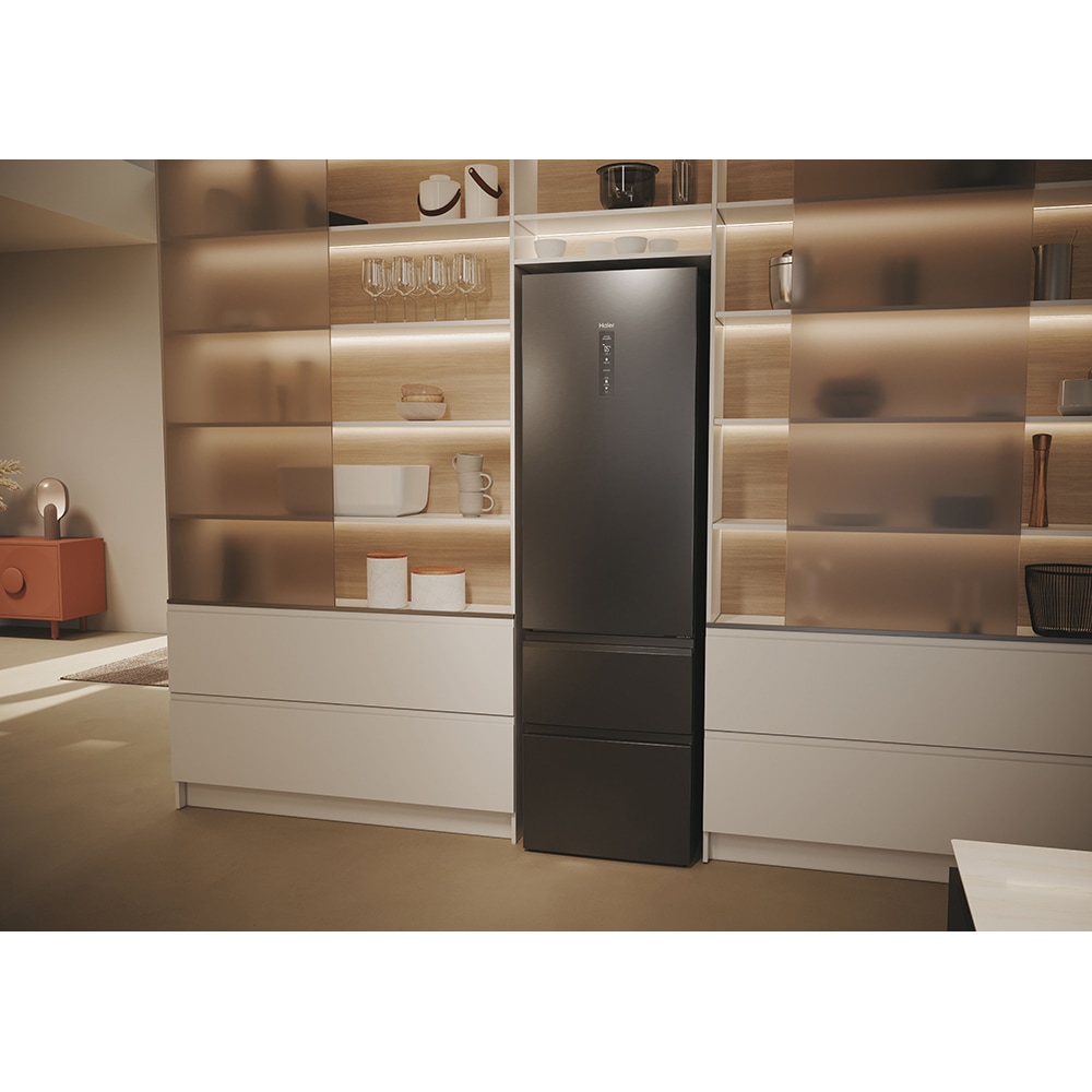 Combina frigorifica HAIER HTW5620CNMP, Total No Frost, 414 l, H 201 cm, Clasa E, Wi-Fi, negru