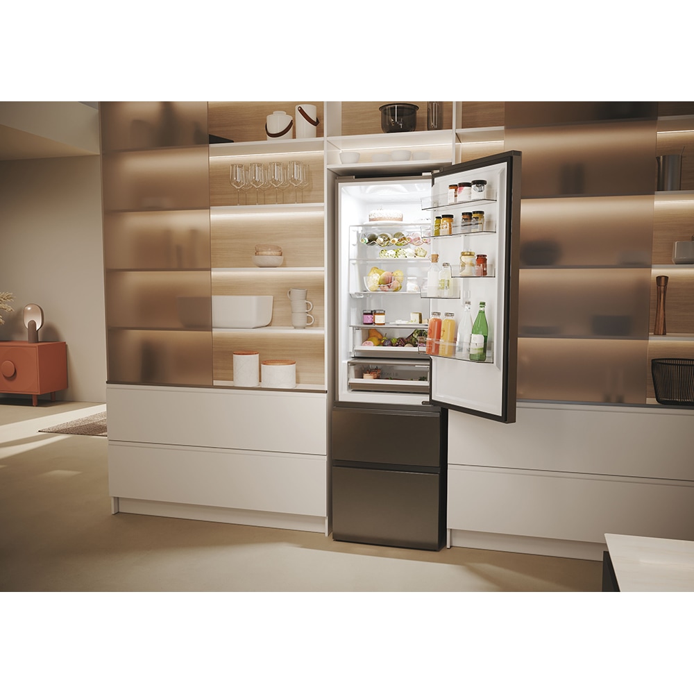 Combina frigorifica HAIER HTW5620CNMP, Total No Frost, 414 l, H 201 cm, Clasa E, Wi-Fi, negru