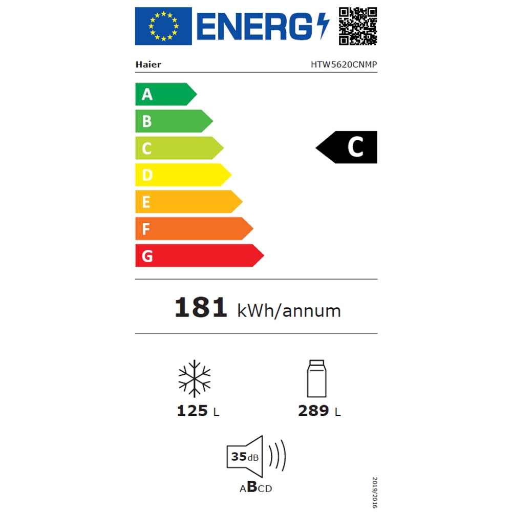 Combina frigorifica HAIER HTW5620CNMP, Total No Frost, 414 l, H 201 cm, Clasa E, Wi-Fi, negru