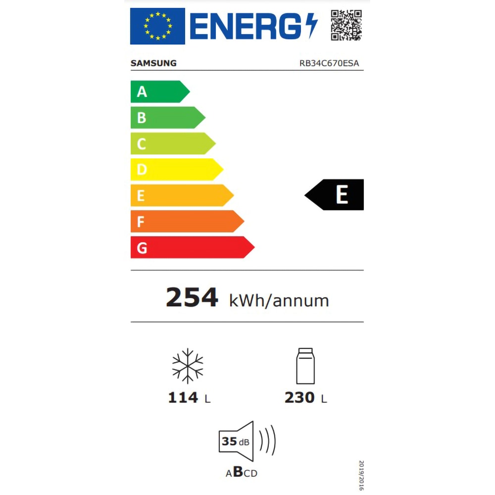 Combina frigorifica SAMSUNG RB34C670ESA/EF, No Frost, 344 l, H 185 cm, Clasa E, All-Around Cooling, inox