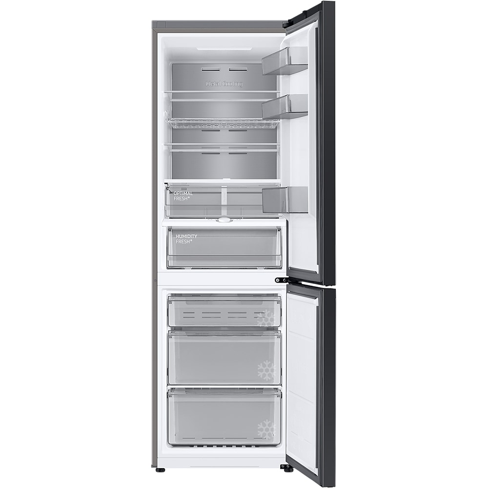 Combina frigorifica SAMSUNG RB34C7B5E22/EF, Bespoke, No Frost, 344 l, H 185 cm, Clasa E, All-Around Cooling, sticla neagra