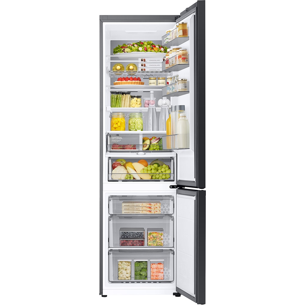 Combina frigorifica SAMSUNG RB38C7B6B22/EF, Bespoke, No Frost, 390 l, H 203 cm, Clasa B, Twin Cooling, Sticla neagra
