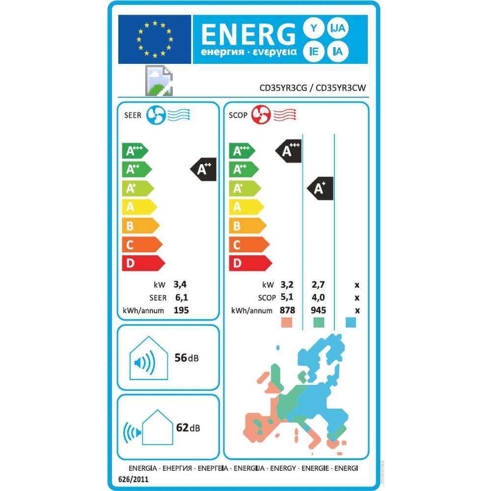 Aer conditionat  HISENSE Eco Smart, 12000 BTU, A++/A+, Functie Incalzire, Inverter, Wi-Fi, kit instalare inclus, alb