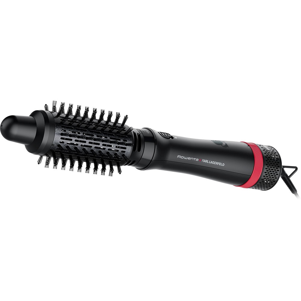 Perie cu aer cald ROWENTA X Karl Lagerfeld Express Style CF635LF0, 800W, 3 viteze, 3 trepte temperatura, Invelis Keratina, negru-rosu