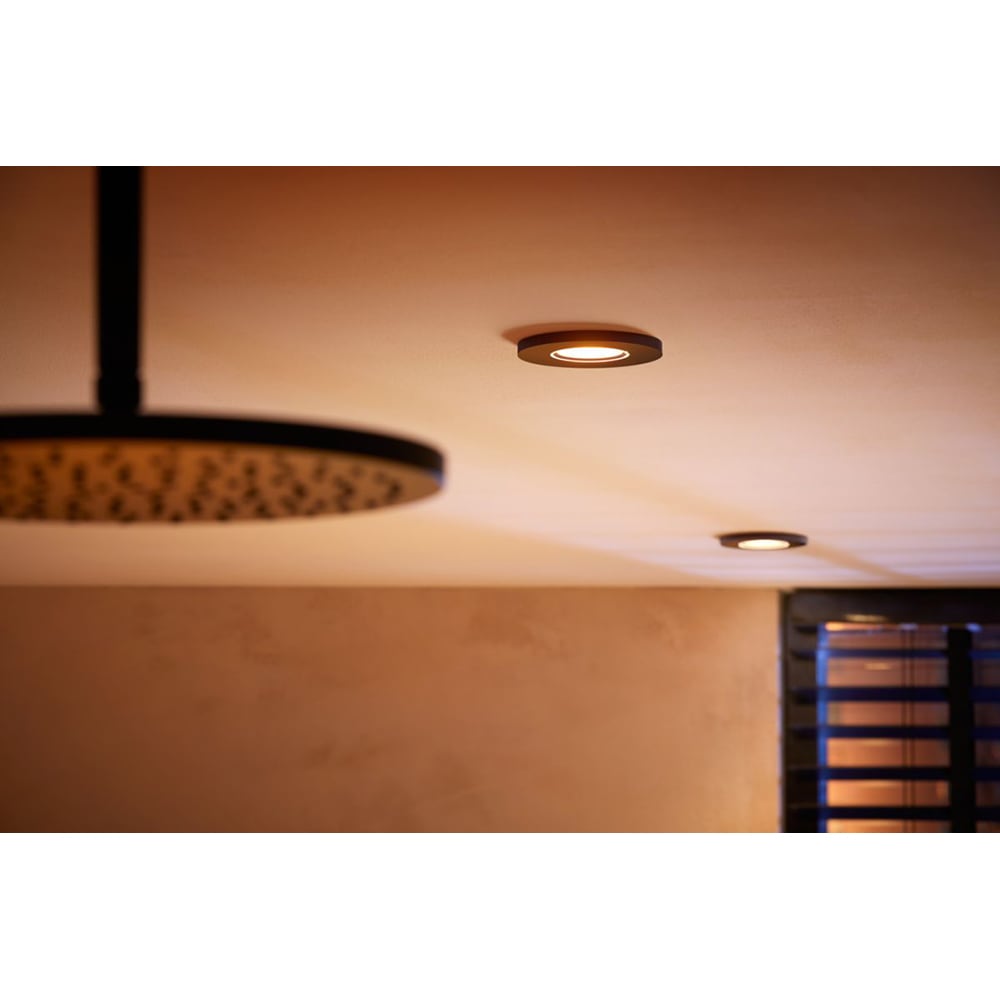 Set 3 spoturi LED smart PHILIPS HUE Xamento 8719514452190, 5.7W, 1050lm, IP44, RGB, negru