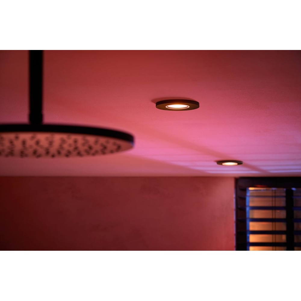 Set 3 spoturi LED smart PHILIPS HUE Xamento 8719514452190, 5.7W, 1050lm, IP44, RGB, negru