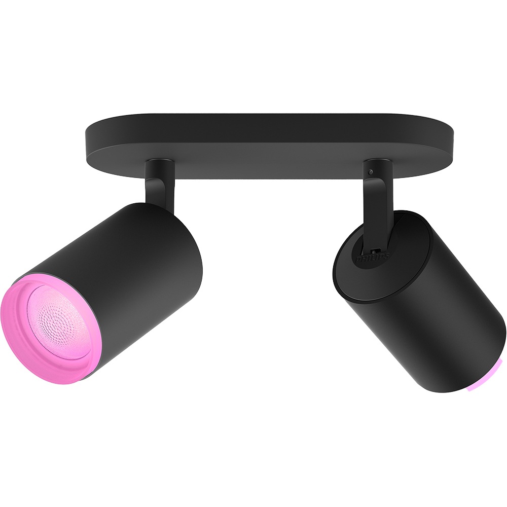 Spot LED Smart PHILIPS Hue Fugato, 2x5.7W, 2x350lm, Wi-Fi, negru