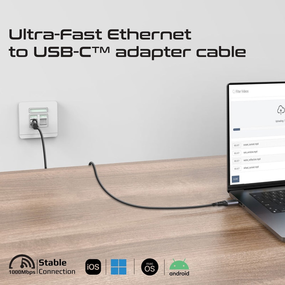 Cablu USB-C - RJ45 PROMATE CLink-RJ45, 5m, negru
