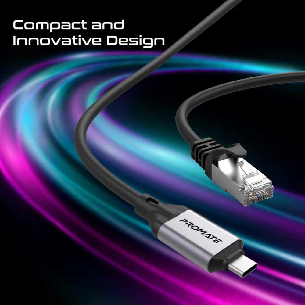 Cablu USB-C - RJ45 PROMATE CLink-RJ45, 5m, negru