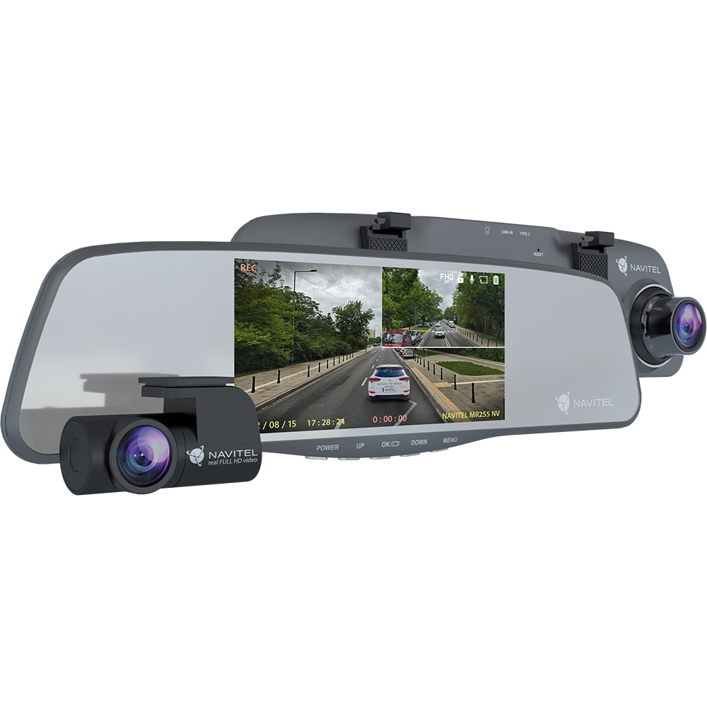 Camera auto DVR duala NAVITEL MR255NV, 5", FullHD, Night Vision, G-Senzor