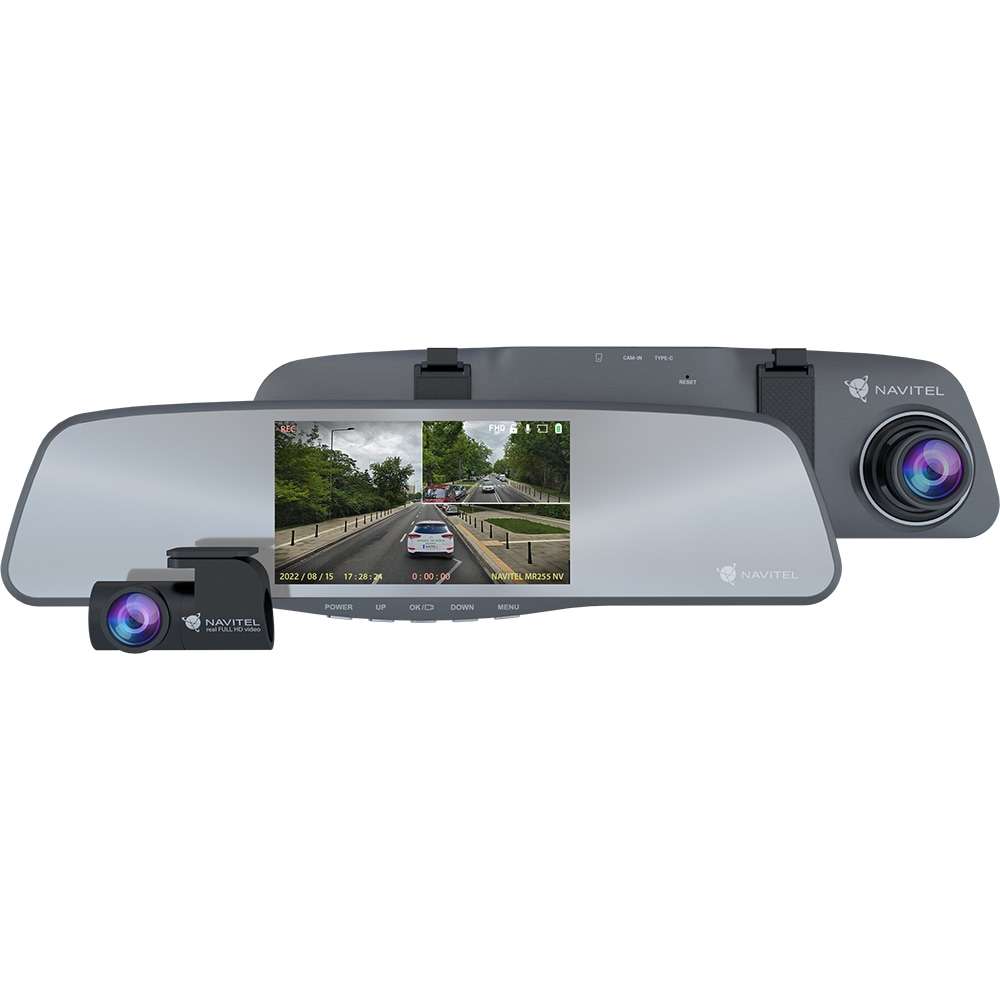Camera auto DVR duala NAVITEL MR255NV, 5", FullHD, Night Vision, G-Senzor