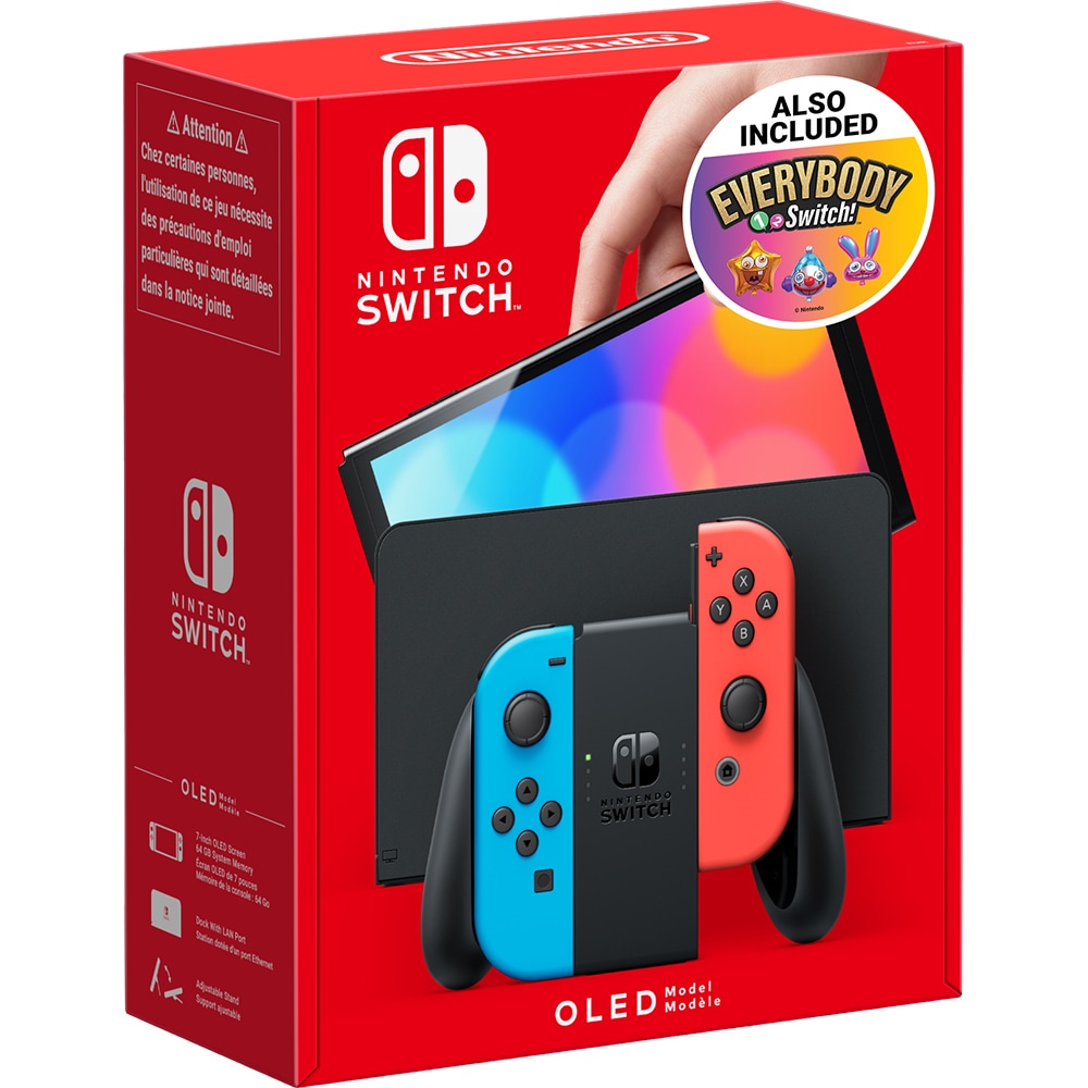 Consola NINTENDO Switch OLED (Joy-Con Neon Red/Neon Blue) + Everybody 1-2-Switch!