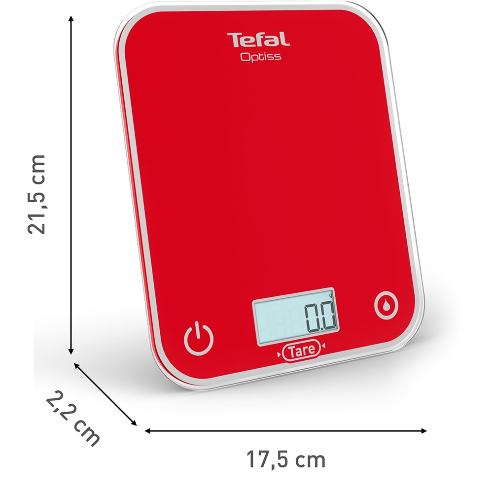 Cantar de bucatarie TEFAL Optiss BC50U3V0, 5kg, rosu-alb