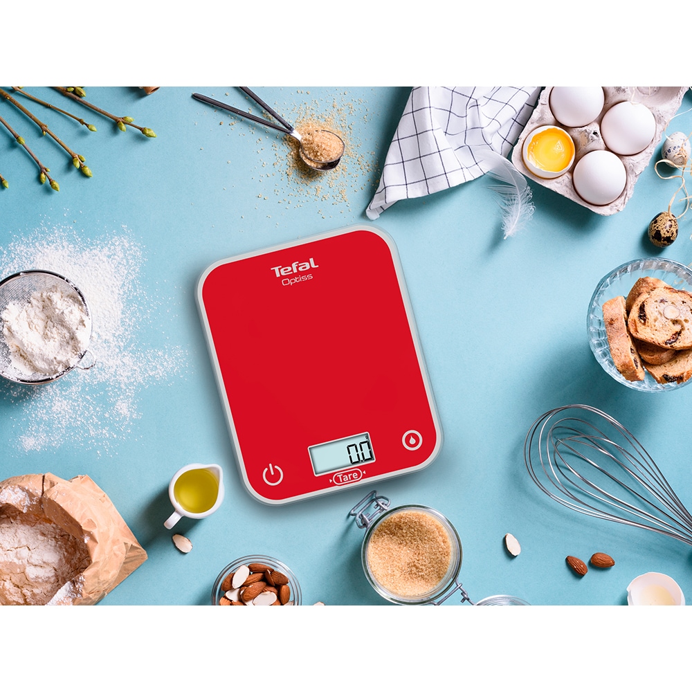 Cantar de bucatarie TEFAL Optiss BC50U3V0, 5kg, rosu-alb