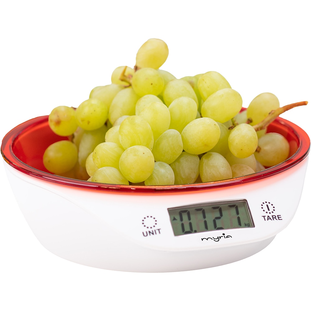 Cantar de bucatarie MYRIA MY4183RD, 5kg, rosu-negru
